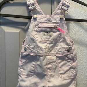 OshKosh B'gosh Light Pink Girls' Cotton Overalls with Front Pocket and Zipper